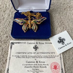 Camrose & Kross Gold and Multicolor Butterfly Brooch Jackie Kennedy